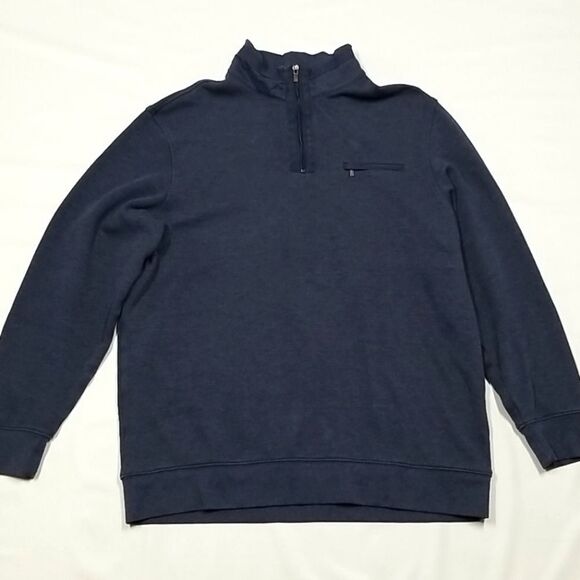 Haggar Sweater Men's Large 1/4 Zip Pull Over With Zipper Pocket Long Sleeve - Picture 1 of 10